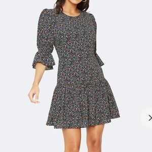 ✨NWT✨ Black Halo Gabby Minidress • Three-Quarter Sleeve Floral Peplum • USA made